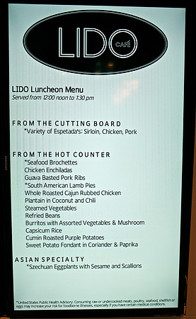 Lido Luncheon Menu